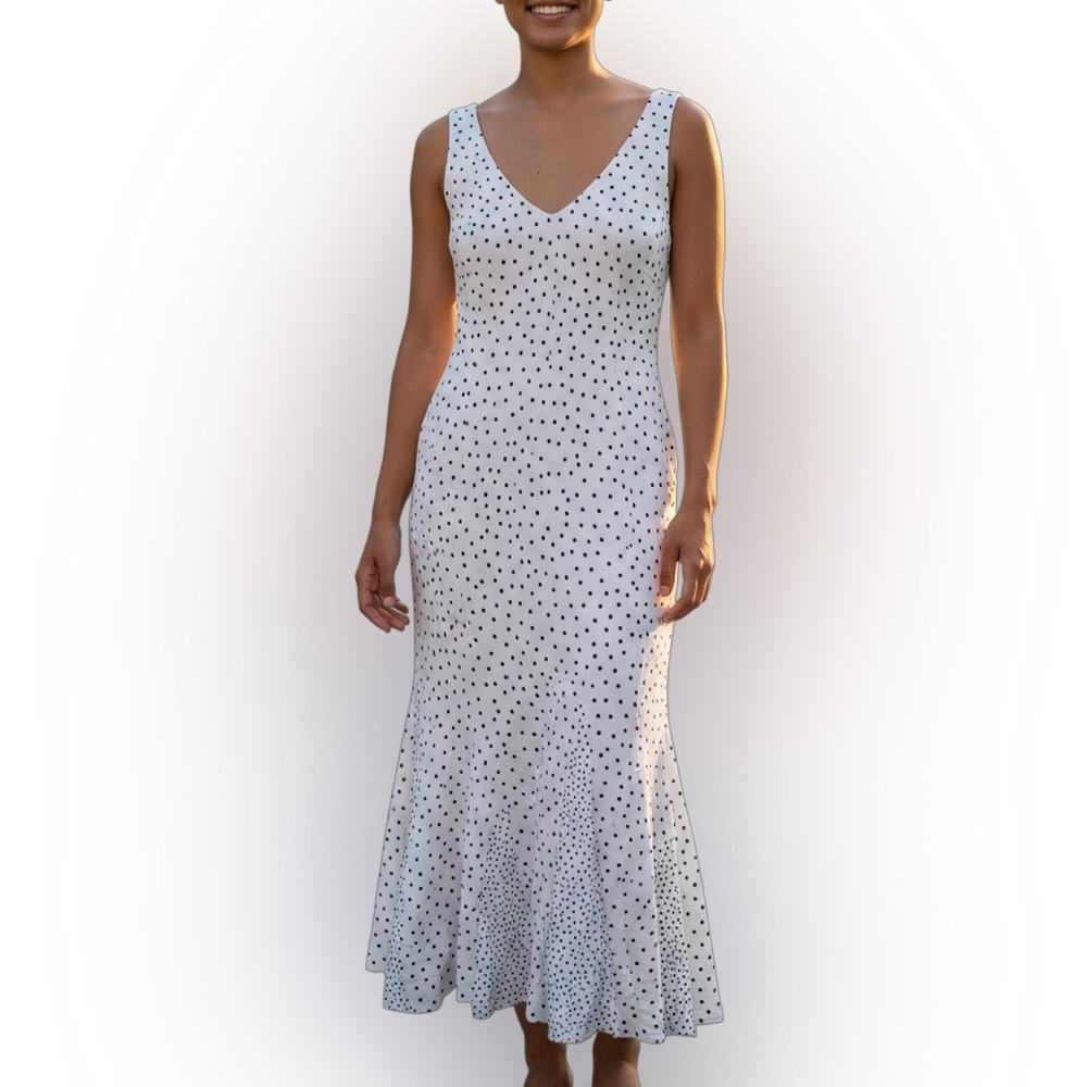 Elegant White Polka Dot Dress